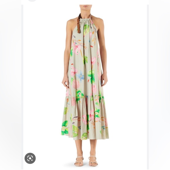 COPY - Tibi Linnea floral poplin halter midi dress Sz 0 - Picture 1 of 6